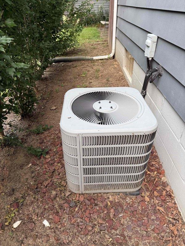 Completed scheduled MVP cooling maintenance visit on 10-year-old residential HVAC system. Performed comprehensive inspection of indoor furnace unit and outdoor condenser unit, verified proper operation of all components, checked refrigerant levels, and documented equipment condition through photographic records. All systems operating within normal parameters with no immediate service needs identified.