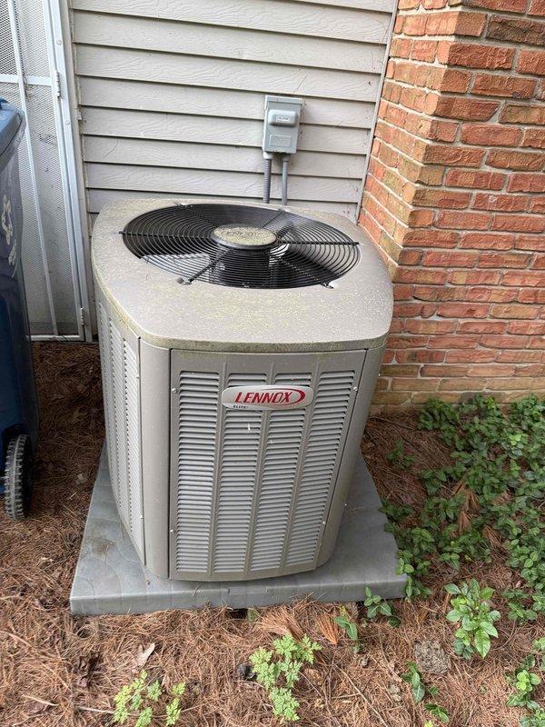 Responded to no cooling complaint on Lennox air conditioning system. Found blown 30-amp FLNR fuses in outdoor disconnect. Replaced defective fuses, restored power to condenser unit, and verified system operation with proper cooling performance.
