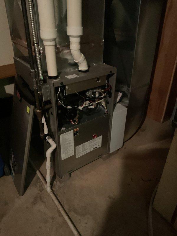 Completed routine preventative maintenance cooling visit on 15-year-old residential air conditioning system. Performed comprehensive inspection of indoor furnace unit and outdoor condensing unit, checking electrical connections, capacitor functionality, and contactor operation. System operating within normal parameters; all components tested and verified for proper cooling season performance.