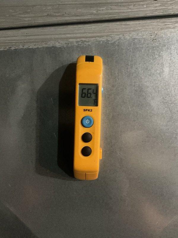 Completed preventive maintenance cooling visit on 6-year-old air conditioning system. Replaced dual-element time-delay fuses (Ferraz Shawmut Tri-Onic TR45R, 45A, 250V AC) in outdoor unit disconnect. Verified system operation and recorded ambient temperature reading of 66°F using digital environmental meter. All components functioning within normal parameters upon completion.