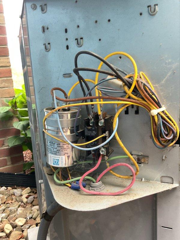 Completed routine cooling maintenance on a 10-year-old air conditioning system. Inspected outdoor condensing unit electrical components including capacitor, contactor, and wiring connections; verified proper operation of indoor air handler and ductwork system. All equipment found to be functioning within normal parameters with no immediate repairs required.