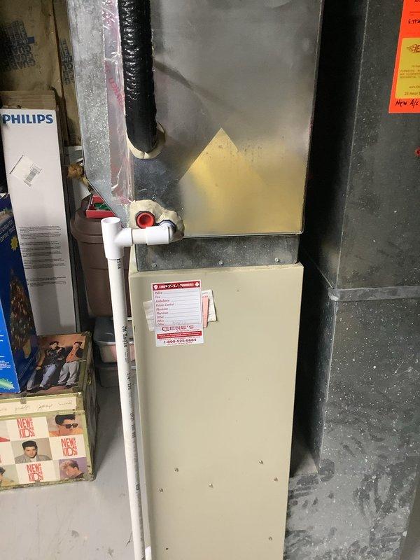 Performed comprehensive tune-up on 4-year-old Goodman air conditioning system, including inspection of indoor furnace unit and outdoor condenser. Removed and cleaned condenser screen, blew out debris from front of condenser unit, and cleaned condenser coil fins to ensure optimal airflow and heat transfer. Verified all system components are operating within normal parameters and confirmed proper drainage from condensate system.