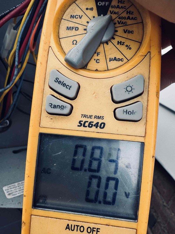 Completed BS-MVP cooling maintenance visit on 9-year-old system. Performed comprehensive system diagnostics using digital multimeter to verify electrical parameters and capacitor readings. All measurements within manufacturer specifications. System operating properly with no issues identified during inspection.