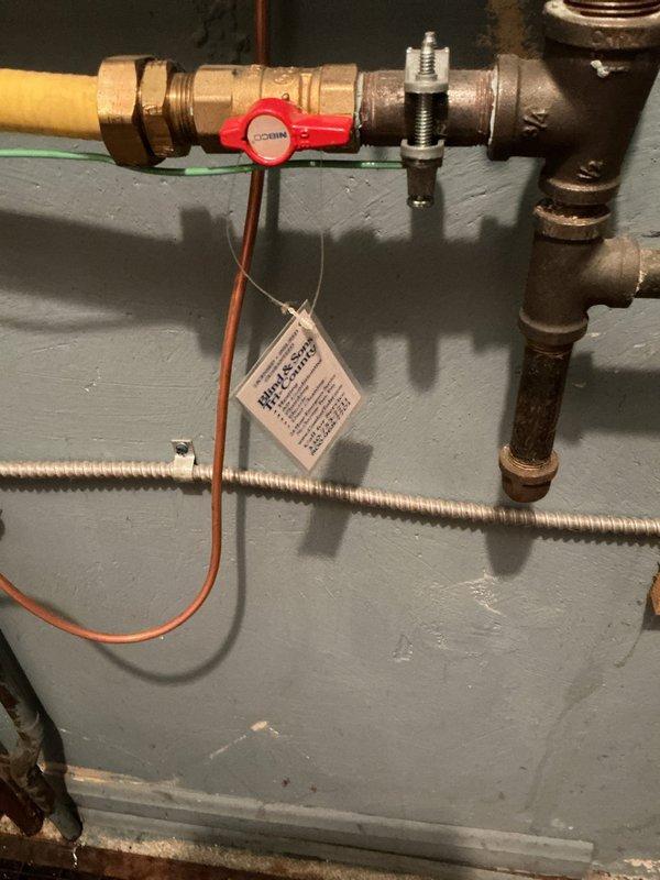 Completed annual maintenance descaling service on tankless water heater system. Performed full flush and descale procedure using appropriate descaling solution to remove mineral buildup and maintain optimal unit performance. Inspected all associated plumbing connections, isolation valves, and pressure relief components during service, confirming proper operation of red-handled NIBCO ball valves and verifying integrity of copper and galvanized pipe connections throughout the system.