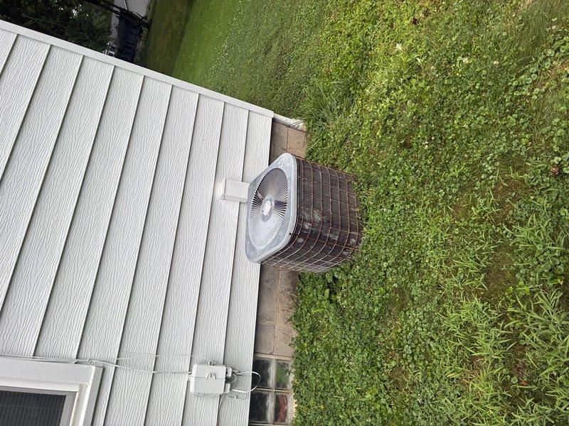 Completed MVP cooling maintenance visit on 35-year-old system. Inspected outdoor condenser unit and internal components, including capacitor and motor assembly. Noted significant dirt accumulation, corrosion, and environmental debris on electrical components and housing due to age and weather exposure. Documented equipment condition with photos showing weathered exterior panels, soiled internal components, and overall system wear consistent with extended service life.