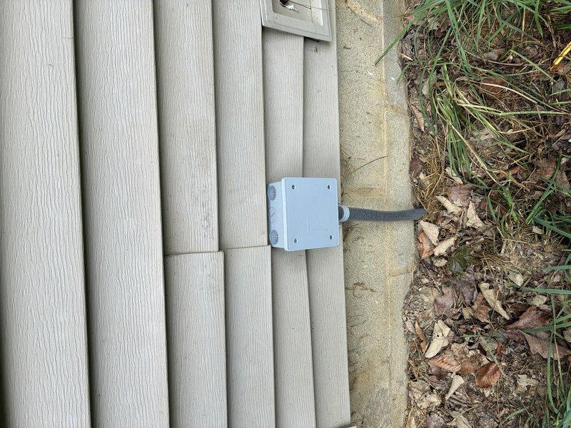 Responded to failed electrical inspection for previously backfilled trench installation. Corrected improper grounding on exterior junction box and remediated faulty wire connections to meet code requirements. Verified all wire terminations were properly secured with appropriate connectors, ensured proper grounding conductor installation, and confirmed junction box mounting met NEC standards for exterior electrical installations.