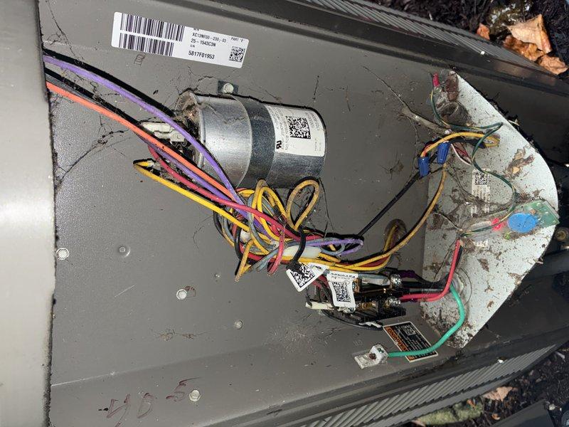 Completed MVP cooling maintenance visit on HVAC system. Performed comprehensive inspection of electrical components, including terminal blocks, capacitor, and all wire connections. Documented current condition of unit with interior and exterior electrical assembly showing normal wear patterns consistent with regular operation. All connections verified secure and system operating within normal parameters.