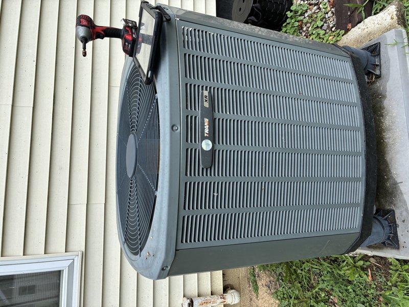 Completed MVP cooling maintenance visit on 11-year-old Trane heat pump system. Performed comprehensive inspection of outdoor condenser unit and indoor air handler components. Indoor blower wheel assembly showed significant dust and debris accumulation on metal fins, which can reduce airflow efficiency and system performance. Outdoor condenser unit appeared in serviceable condition with normal weathering for exterior equipment. Conducted standard preventive maintenance procedures including system performance evaluation and visual inspection of all accessible components to ensure continued reliable operation throughout the cooling season.