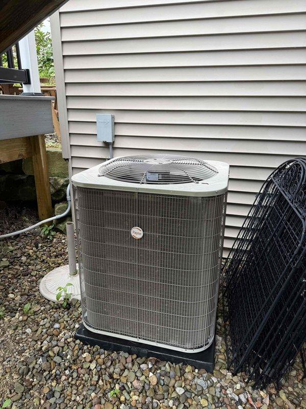 Completed comprehensive tune-up on 16-year-old residential air conditioning system. Performed standard maintenance procedures on outdoor condenser unit and indoor air handler, including inspection of all major components, electrical connections, and refrigerant levels. System operational and functioning within normal parameters upon completion.