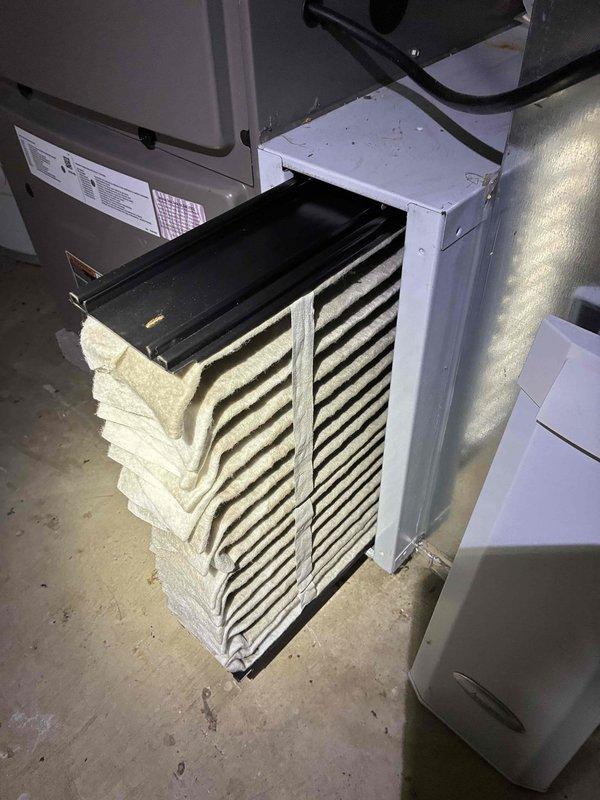 Completed MVP Cooling maintenance visit on 8-year-old air conditioning system. Performed routine preventive maintenance on Lennox condenser unit and indoor air handler, inspected system components, and staged replacement air filters for the mechanical room. All equipment found operating within normal parameters.