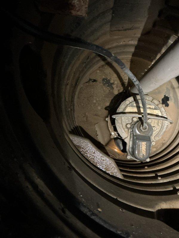 Responded to service call regarding newly replaced sump pump that was continuously running despite absence of water in basin. Upon inspection, identified float switch malfunction causing pump to operate without proper water level trigger. Adjusted float mechanism and verified proper operation, ensuring pump cycles correctly based on water level in basin. System now functioning as designed with appropriate on/off cycling.