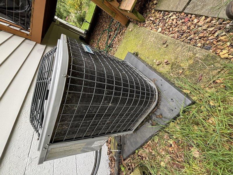 Completed MVP cooling maintenance visit on dual outdoor condenser system. Connected refrigerant gauge manifolds and digital diagnostic equipment to both units to verify system performance and refrigerant charge levels. Both air conditioning units operating within normal parameters upon completion of scheduled preventive maintenance inspection.