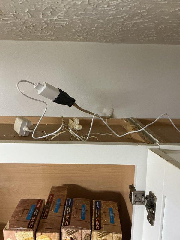 Responded to service call for non-compliant electrical outlets. Upon inspection, identified outdated outlets within cabinet space that did not meet current electrical code requirements. Replaced non-code-compliant outlets with new receptacles meeting NEC standards, ensuring proper grounding and secure mounting within the cabinet area where multiple appliance cords were connected.