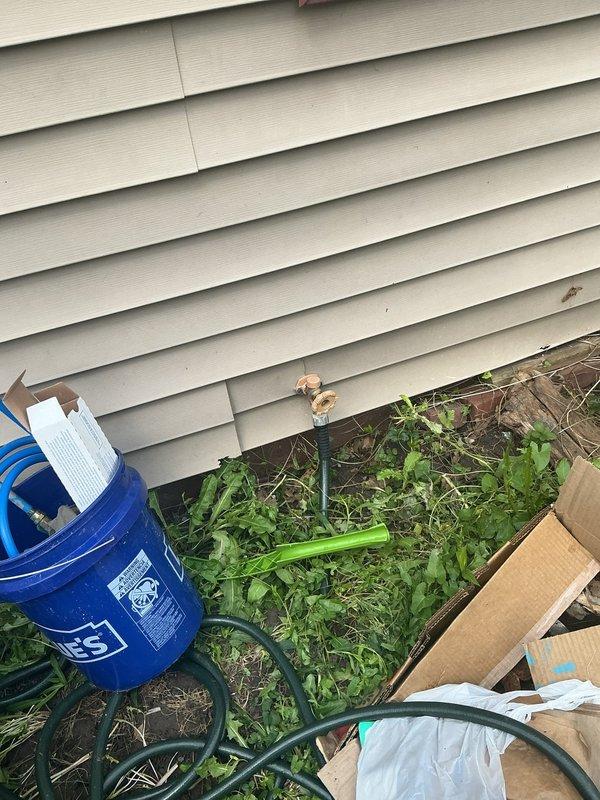 Responded to service call for leaking outdoor silcock at front of residence. Upon inspection, identified active leak on supply line within wall cavity behind exterior spigot. Evaluated existing shutoff valve and confirmed it was in serviceable condition and did not require replacement. Assessed both front and rear outdoor faucets, noting that while rear unit showed age-related wear, only the front silcock exhibited active failure requiring immediate attention. 

Determined that complete spigot replacement was the only viable repair option due to leak location within wall penetration. Provided estimate for installation of new frost-free silcock with PEX supply piping to bring installation up to current code standards as required for licensed plumbing work. Recommended simultaneous replacement of both front and rear spigots due to age of existing fixtures, though homeowner elected to proceed with front unit only at this time.

Following approval, ordered necessary materials including fro