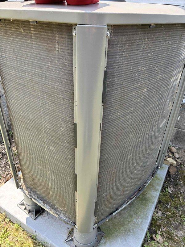 Completed MVP cooling maintenance visit on 4-year-old Lennox system. Performed comprehensive inspection of indoor furnace unit and outdoor condenser, documenting equipment condition through photos. Outdoor unit coils showed normal dirt and debris accumulation with minor mildew growth on concrete pad edges, consistent with seasonal outdoor exposure. Indoor equipment and electrical components operating within normal parameters. All manufacturer labels and safety documentation properly displayed and intact.