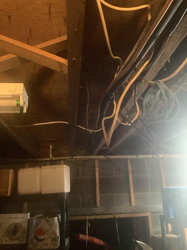 Conducted comprehensive estimate for complete HVAC system replacement including existing furnace, air conditioning unit, and water heater in residential basement mechanical room. Evaluated current equipment condition, assessed installation space constraints, documented existing ductwork and venting configuration with white PVC piping, and photographed copper refrigerant line routing along ceiling joists. Provided recommendations for new high-efficiency equipment specifications suitable for the existing infrastructure and prepared detailed replacement proposal.