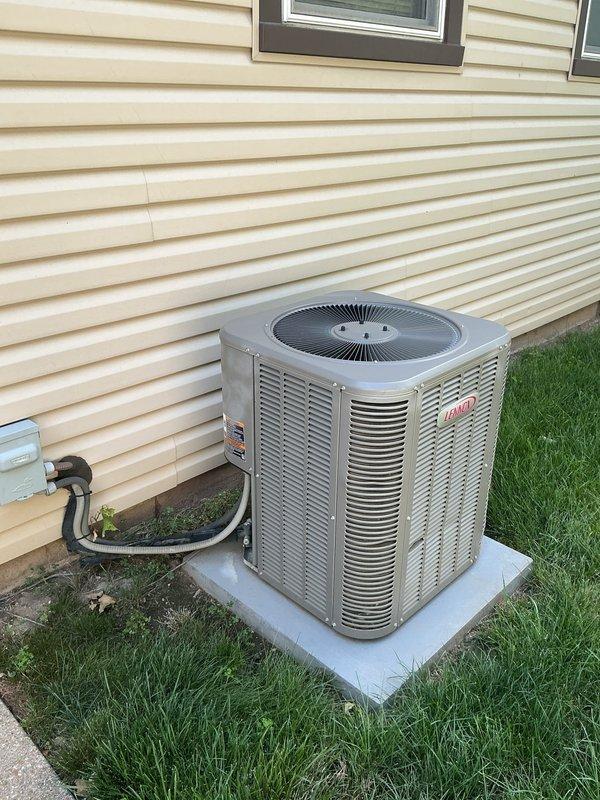 Completed comprehensive AC tune-up on residential split system with outdoor condensing unit and indoor furnace. Performed full system inspection, verified refrigerant levels, cleaned condenser coils, checked electrical connections, tested thermostat operation, and confirmed proper airflow throughout the system. All components found operating within manufacturer specifications with no immediate repairs needed.