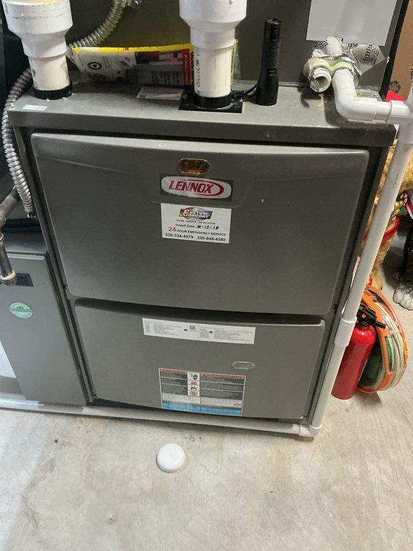 Completed routine AC maintenance on Lennox residential cooling system. Performed standard preventive maintenance procedures including inspection of electrical disconnect box, verification of proper system operation, and visual assessment of furnace and associated components. All equipment found to be functioning within normal parameters upon completion of service.
