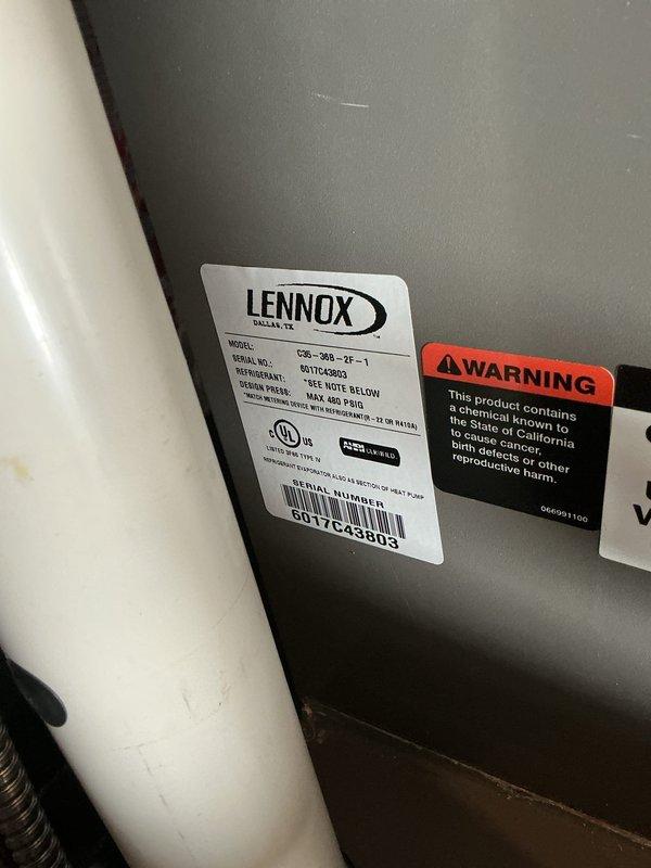 Completed scheduled MVP cooling maintenance visit on 8-year-old Lennox HVAC system. Performed comprehensive inspection of furnace unit and associated components in basement mechanical room. Verified proper operation of all refrigerant lines, checked copper tubing connections for leaks, and inspected insulation integrity on refrigerant piping. Examined air filter condition and confirmed proper airflow through system. Documented equipment nameplate information including model and serial numbers for service records. All components found operating within normal parameters with no immediate service needs identified.