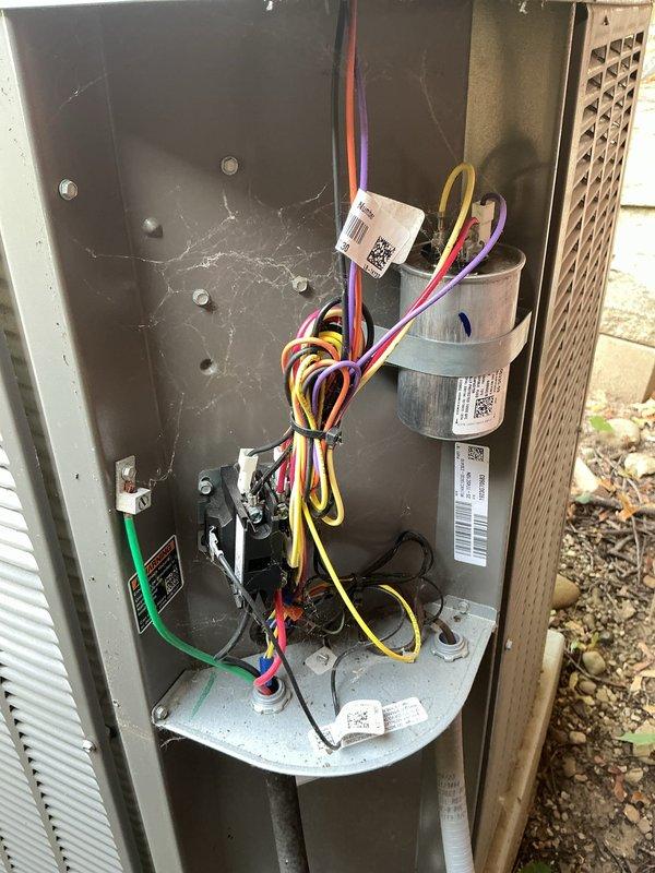 Completed annual preventative maintenance on two-year-old Lennox cooling system. Performed comprehensive inspection of indoor evaporator coil unit and outdoor condensing unit, including electrical connections, capacitor operation, and refrigerant circuit components. Verified all wiring connections secure, tested capacitor functionality, and confirmed system operating within manufacturer specifications with no deficiencies noted.