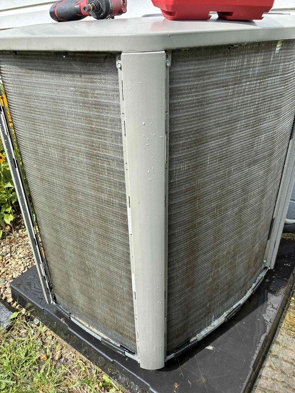 Completed scheduled preventive maintenance on a 3-year-old residential air conditioning system. Performed comprehensive inspection of outdoor condensing unit, including cleaning of condenser coils which showed moderate dirt and debris accumulation. Measured system temperatures and verified proper refrigerant levels and operating pressures. All components functioning within normal parameters, and unit is operating efficiently for the cooling season.