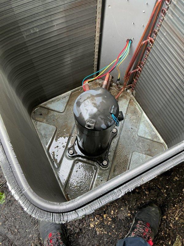 Completed MVP cooling maintenance visit on 11-year-old HVAC system. Performed comprehensive inspection of both indoor furnace unit and outdoor condensing unit, including examination of blower motor assembly, internal ductwork, wiring harnesses, compressor operation, aluminum finned coil sections, and refrigerant line connections. All components found operating within normal parameters, and photographic documentation was captured for service records.