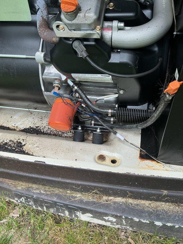 Responded to service call for Generac generator that failed to start during power outage with red indicator light illuminated. Upon arrival, performed diagnostic inspection of generator system including examination of engine compartment, air filter assembly, and electrical components. Found air filter heavily contaminated with dirt and debris, restricting airflow to engine. Cleaned and inspected engine components, checked fuel system, and verified proper operation of automatic transfer switch. Tested generator start sequence and confirmed unit now starts properly and transfers load as designed. System returned to full operational status.