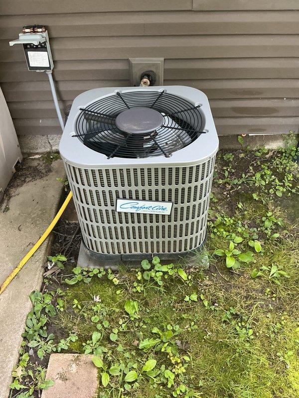 Completed MVP cooling maintenance visit on 12-year-old HVAC system. Performed comprehensive inspection of indoor furnace unit and outdoor condenser unit, verified operational status of all components, checked refrigerant levels, cleaned condenser coils, and documented equipment condition with photographs. System operating within normal parameters upon completion of preventive maintenance service.