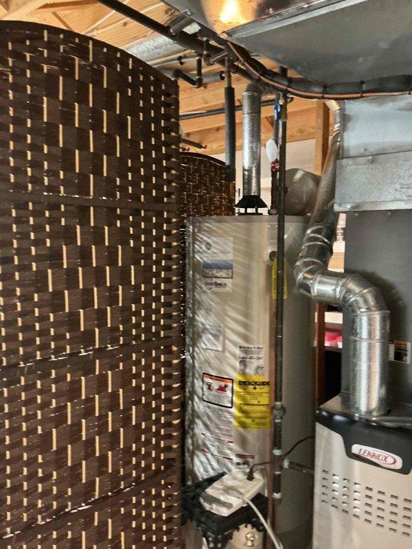 Completed MVP AC maintenance on residential cooling system. Performed comprehensive inspection of Lennox air handler unit, ductwork connections, and refrigerant lines in basement mechanical room. Verified proper operation of all system components, checked electrical connections, and confirmed adequate airflow through supply and return ducts.