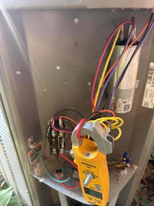 Completed scheduled MVP cooling maintenance visit on 4-year-old residential HVAC system. Performed comprehensive system inspection including visual assessment of furnace unit, ductwork connections, and white PVC piping configuration in utility closet installation. Conducted electrical diagnostics using Fieldpiece meter to verify capacitor performance and check voltage readings across all system components. Verified proper operation of all electrical connections and wiring harnesses. Inspected control box, humidifier unit, and air distribution ductwork for proper function. System operating within normal parameters with no deficiencies noted at time of service.