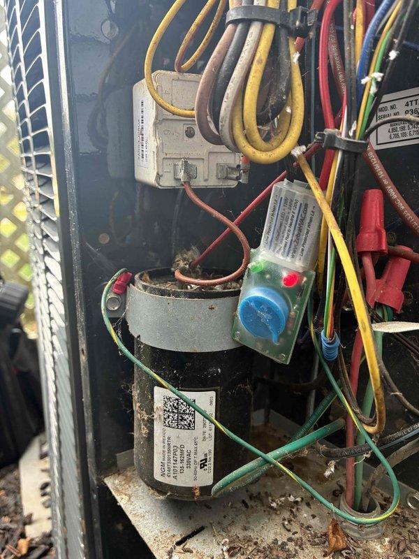 Completed annual air conditioning maintenance on outdoor condensing unit. Performed comprehensive system inspection including electrical connections, capacitor condition, and compressor operation. Measured and verified electrical current draw using clamp meter, confirming proper amperage within manufacturer specifications. Cleaned and inspected contactor, capacitor, and wiring connections in electrical compartment. All components found to be operating normally with no immediate service needs identified. System tested and left in proper working condition.