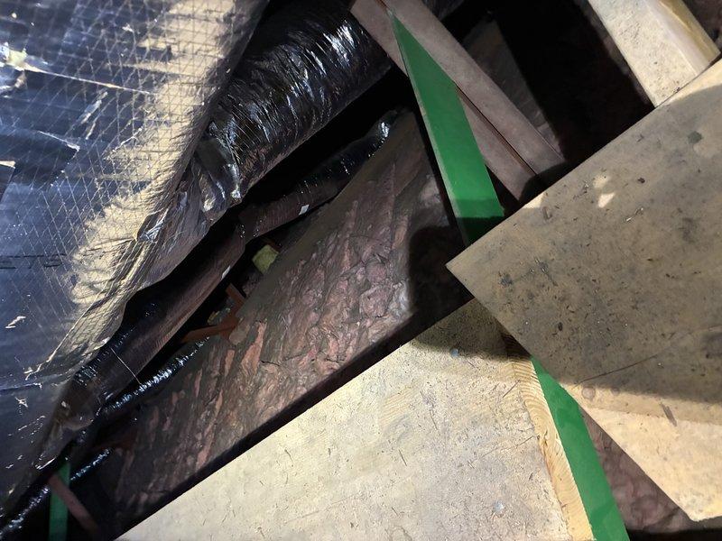 Conducted site assessment for recessed can lighting installation in attic space. Evaluated existing conditions including structural framing, HVAC ductwork routing, and insulation placement to determine optimal fixture locations and electrical routing. Documented attic access points, clearances around flexible and rigid ductwork systems, and available pathways for new wiring installation while maintaining proper spacing from insulation materials. Prepared comprehensive estimate for recessed lighting fixture installation with considerations for IC-rated housings due to insulation contact requirements.