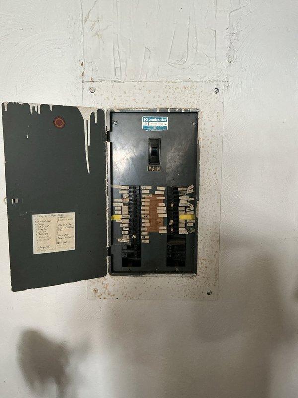 Conducted electrical estimate for installation of new exterior outlets in front yard area. Assessed existing electrical panel capacity and breaker configuration to determine feasibility of adding dedicated exterior circuits. Documented current panel conditions including available breaker spaces and wire routing for proposed outdoor receptacle installation.