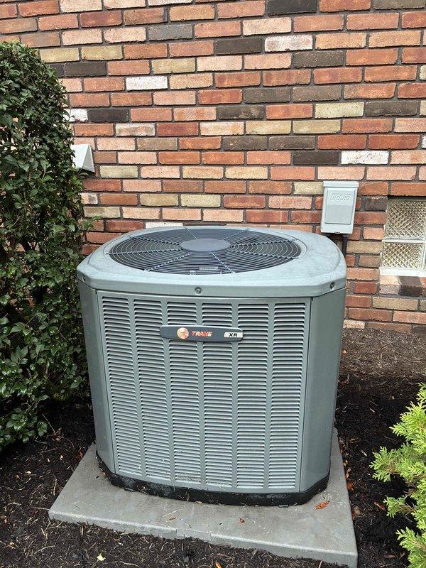 Completed comprehensive preventive maintenance tune-up on a 10-year-old Trane air conditioning system. Performed full system inspection including electrical connections, capacitor testing, refrigerant line evaluation, and condenser unit examination. All components found operating within normal parameters with no issues identified; unit cleared for continued service.