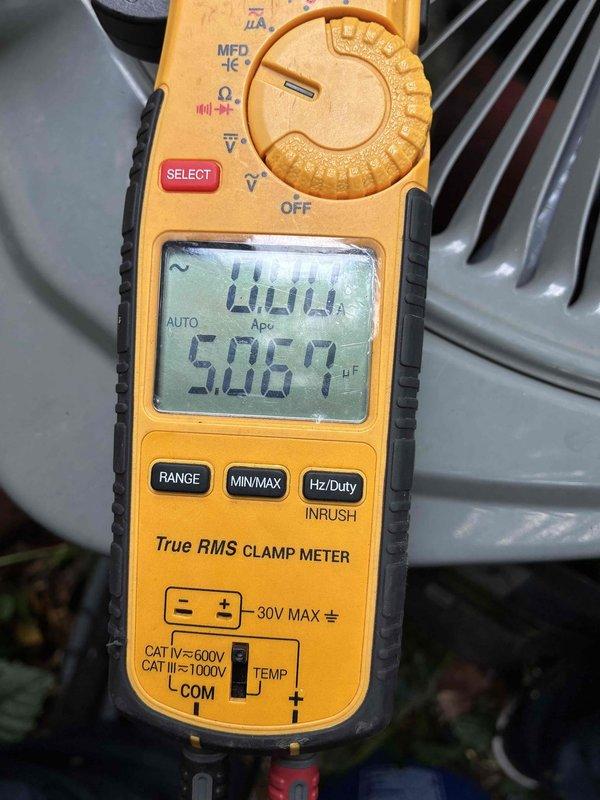 Performed comprehensive AC tune-up and preventive maintenance on residential cooling system. Conducted electrical diagnostics using clamp meter, measuring amperage draws of 20.01A and verifying capacitor performance at 50.67 microfarads to ensure compressor and condenser fan motor operation within manufacturer specifications. Inspected outdoor unit components, confirmed proper electrical values, and verified system readiness for cooling season with no issues identified during service visit.