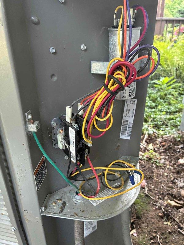 Completed scheduled MVP cooling maintenance visit on 9-year-old Lennox air conditioning system. Performed comprehensive inspection of outdoor condensing unit, verified proper electrical connections at control panel with all wiring secure and organized, checked disconnect box operation, and confirmed unit operational status. System operating within normal parameters with no issues identified during this preventive maintenance visit.