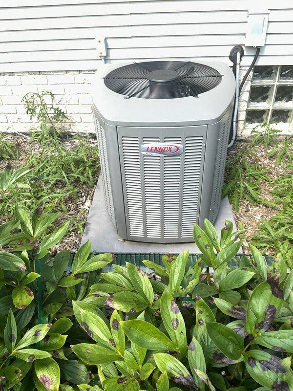 Completed comprehensive AC tune-up on Lennox split system including both indoor air handler and outdoor condensing unit. Performed standard maintenance procedures including inspection of all major components, cleaning of coils per manufacturer specifications, verification of refrigerant charge and pressures, electrical connection testing, and system operational testing. All equipment found to be functioning within normal parameters with no issues identified.