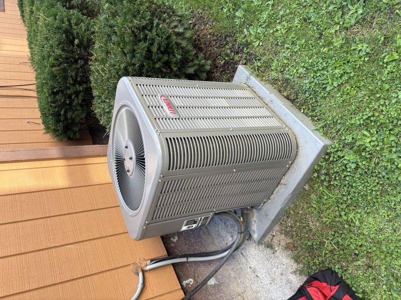 Completed preventive maintenance cooling visit on 5-year-old residential air conditioning system. Performed comprehensive inspection of outdoor condenser unit, checked refrigerant lines and electrical connections, tested system operation and airflow, and documented equipment condition with photos. Unit operating within normal parameters upon service completion.