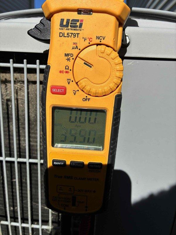 Completed scheduled MVP cooling maintenance visit on 11-year-old system. Performed electrical diagnostics using clamp meter to verify amperage draw and system performance at outdoor condensing unit. All readings documented and system operating within normal parameters.