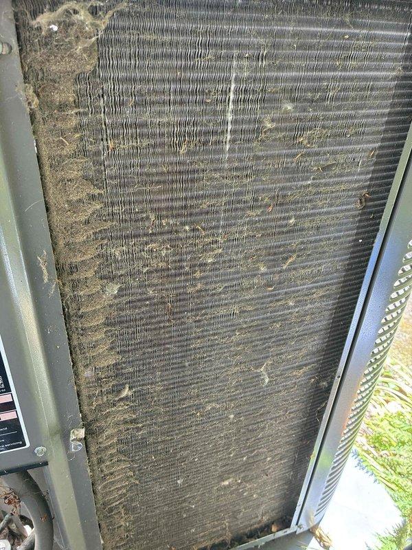 # HVAC Maintenance - Cooling

Performed comprehensive annual maintenance on a five-year-old residential cooling system with no reported operational issues. Upon inspection, both the indoor evaporator coil and outdoor condenser coil exhibited significant accumulation of dirt, dust, and debris that was restricting airflow and reducing system efficiency. Thoroughly cleaned both coil assemblies to restore proper heat exchange function and optimal airflow. Completed full system tune-up including refrigerant level verification, electrical connection inspection, and component testing to ensure reliable operation for the upcoming cooling season.