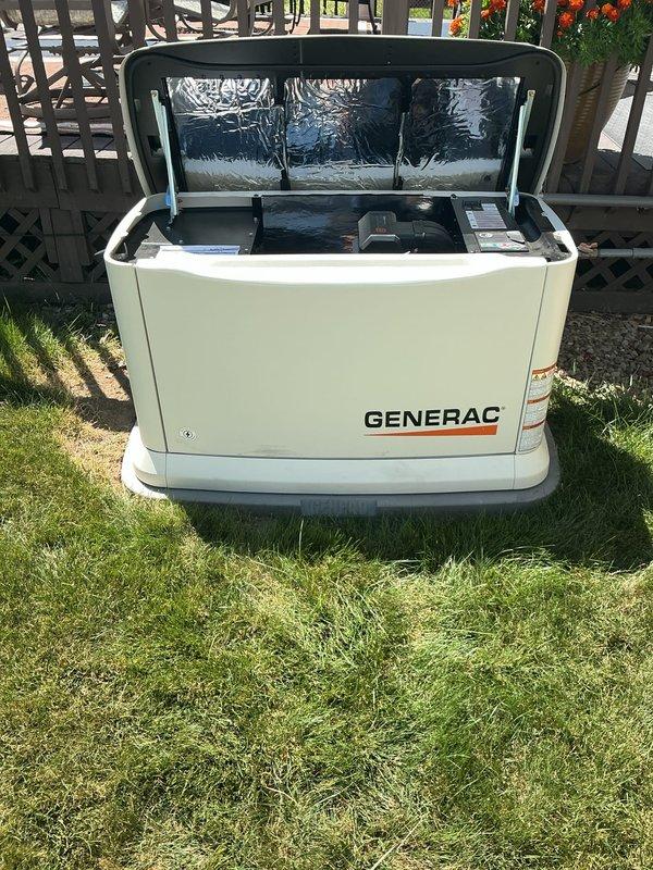 Returned to residential property to complete installation of hole caps on Generac backup generator unit that were inadvertently omitted during initial installation. Parts were previously ordered from manufacturer and received in shop. Successfully installed all required hole caps to properly seal generator enclosure openings, ensuring protection from weather intrusion and maintaining manufacturer specifications for the unit.