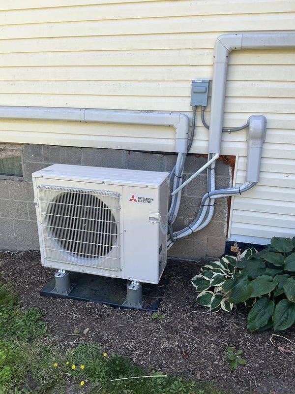 Completed MVP cooling maintenance visit on 5-year-old Mitsubishi Electric mini-split system. Performed comprehensive inspection of outdoor condenser unit and indoor wall-mounted air handler. Verified proper operation of both components, checked refrigerant lines and electrical connections, and confirmed system is functioning within manufacturer specifications. Unit showed good maintenance condition with no issues identified during routine service check.