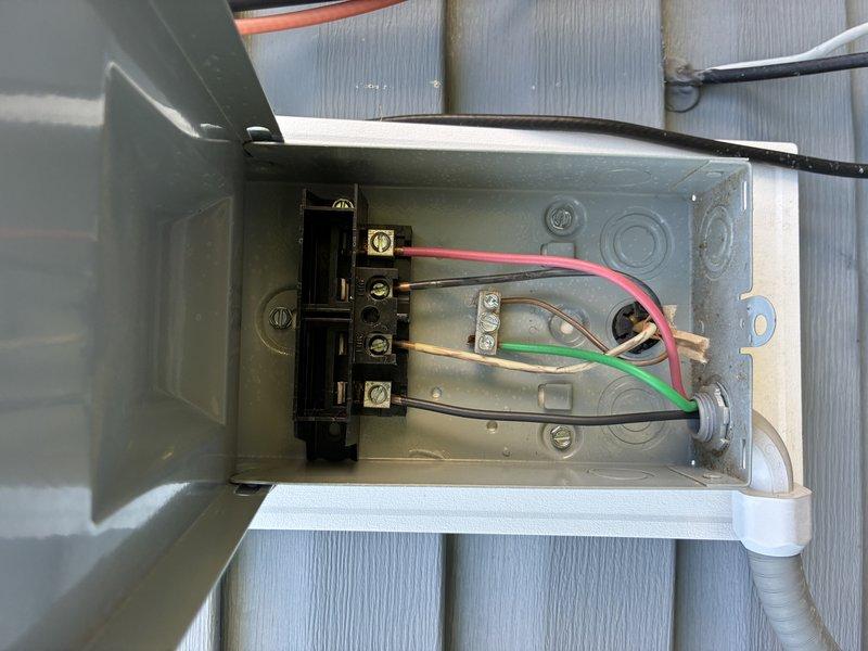 Completed MVP cooling maintenance visit on 4-year-old system. Performed comprehensive inspection of outdoor unit including electrical disconnect box and internal components, verifying proper wire connections and fuse block integrity. Inspected blower wheel assembly, noting dust accumulation on centrifugal fan blades within housing. All electrical connections secure with no signs of damage or deterioration to wiring or components. System operational and functioning within normal parameters.