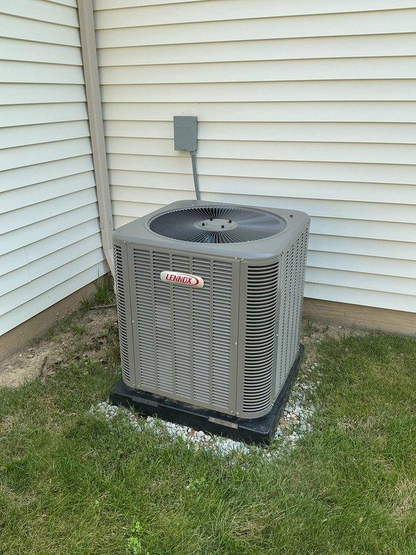 Completed MVP cooling maintenance visit on Lennox system. Performed comprehensive inspection of outdoor condensing unit and indoor furnace with integrated air purification system. All components operating within normal parameters, no deficiencies noted during routine preventive maintenance check.