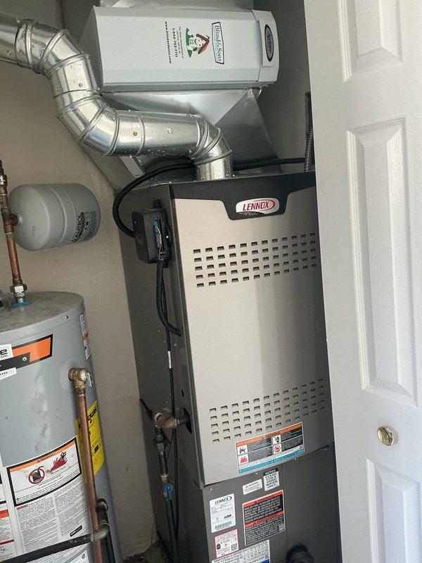 Completed MVP cooling maintenance visit on Lennox system. Performed comprehensive inspection of outdoor condensing unit and indoor furnace with integrated air purification system. All components operating within normal parameters, no deficiencies noted during routine preventive maintenance check.