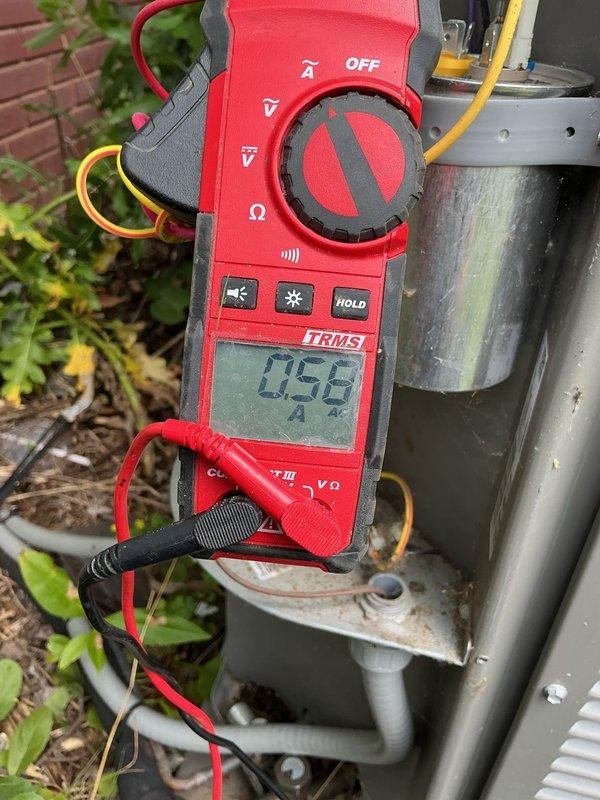 Completed MVP cooling maintenance visit on residential HVAC system. Performed comprehensive system inspection including electrical diagnostics with amperage readings showing 0.58 amps on outdoor unit components. Evaluated condensate drainage system and piping configuration, noting existing wear patterns and age-related deterioration on PVC drain lines with visible staining at joints. Customer requested and processed MVP service plan renewal during visit.