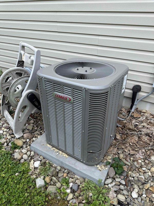 Completed MVP cooling maintenance visit on 6-year-old Lennox air conditioning system. Performed comprehensive inspection of outdoor condenser unit, removed access panel to examine internal electrical components and control board, verified proper wiring connections throughout system, and assessed condensate drainage function. Unit found operating within normal parameters with all electrical connections secure and control module functioning correctly.