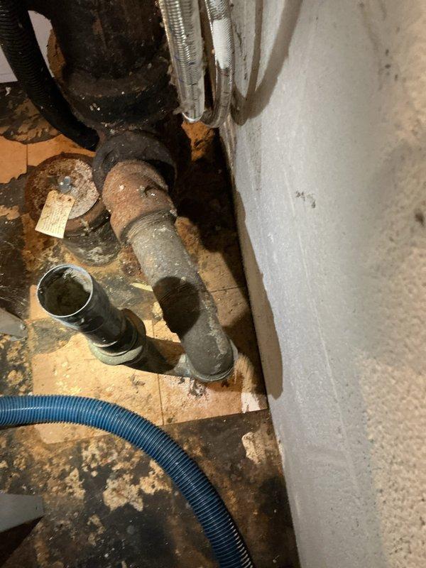 Responded to multiple plumbing issues including kitchen sink backup connected to garbage disposal and master bathroom sink drainage problems. Cleared blockages in drain lines and verified proper flow through disposal system. Kitchen sink showed standing water in both basins, indicating main drain obstruction that was successfully cleared. Addressed master bath sink drainage by clearing P-trap and drain assembly. Repaired leaking exterior hose bib by replacing worn washer and tightening packing nut. Inspected basement plumbing infrastructure, noting aging cast iron drain lines with surface corrosion. All fixtures tested and confirmed operational upon completion.