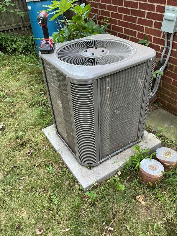 Completed routine MVP cooling maintenance visit on 6-year-old residential air conditioning system. Performed comprehensive inspection of outdoor condenser unit, including visual assessment of cabinet condition, fan operation, and refrigerant line connections. Verified proper unit placement on concrete pad, checked electrical connections at disconnect box, and confirmed adequate clearance from surrounding vegetation for optimal airflow and system performance.
