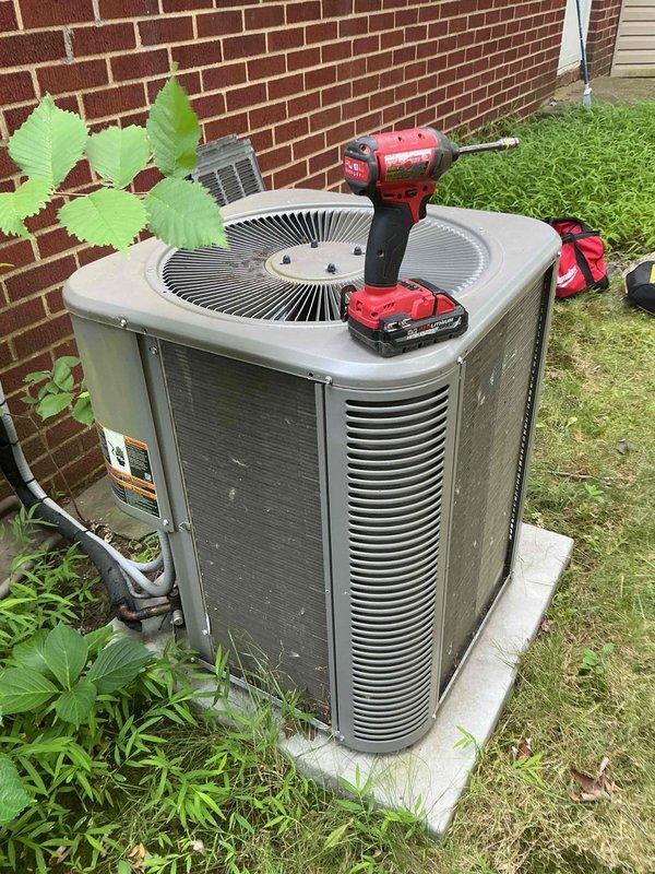 Completed routine MVP cooling maintenance visit on 6-year-old residential air conditioning system. Performed comprehensive inspection of outdoor condenser unit, including visual assessment of cabinet condition, fan operation, and refrigerant line connections. Verified proper unit placement on concrete pad, checked electrical connections at disconnect box, and confirmed adequate clearance from surrounding vegetation for optimal airflow and system performance.